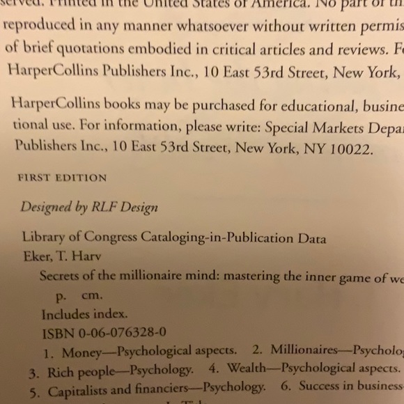Signed 1st Edition “Secrets of the millionaire mind" T Harv Eker - Picture 5 of 6